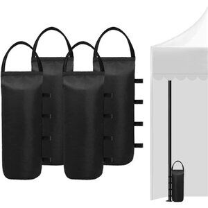 4 (Black) Cylindrical Sand Bags Weights for Canopy Weight Bag Outdoor